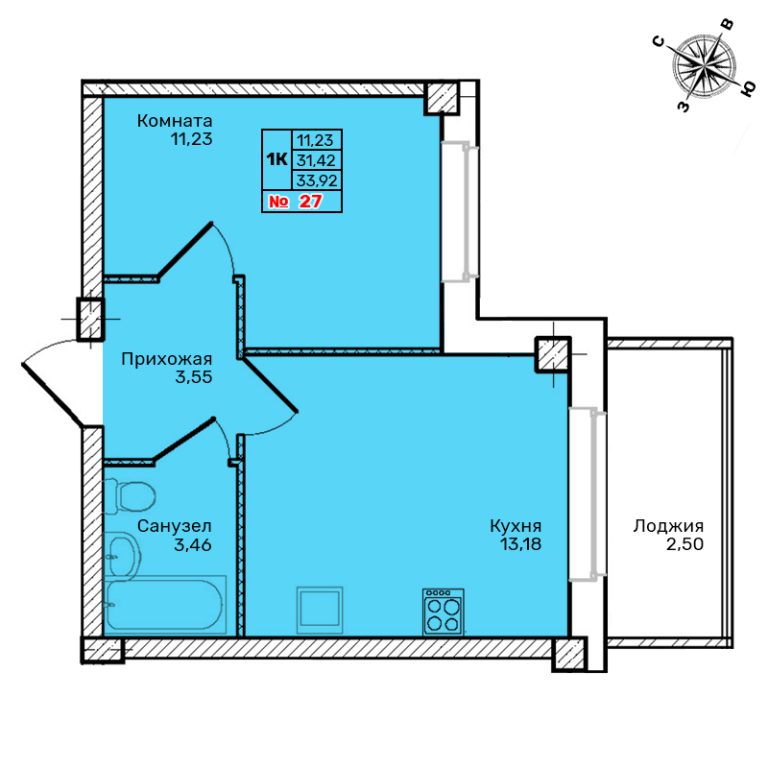 Однокомнатная квартира №27 Однокомнатная квартира №27